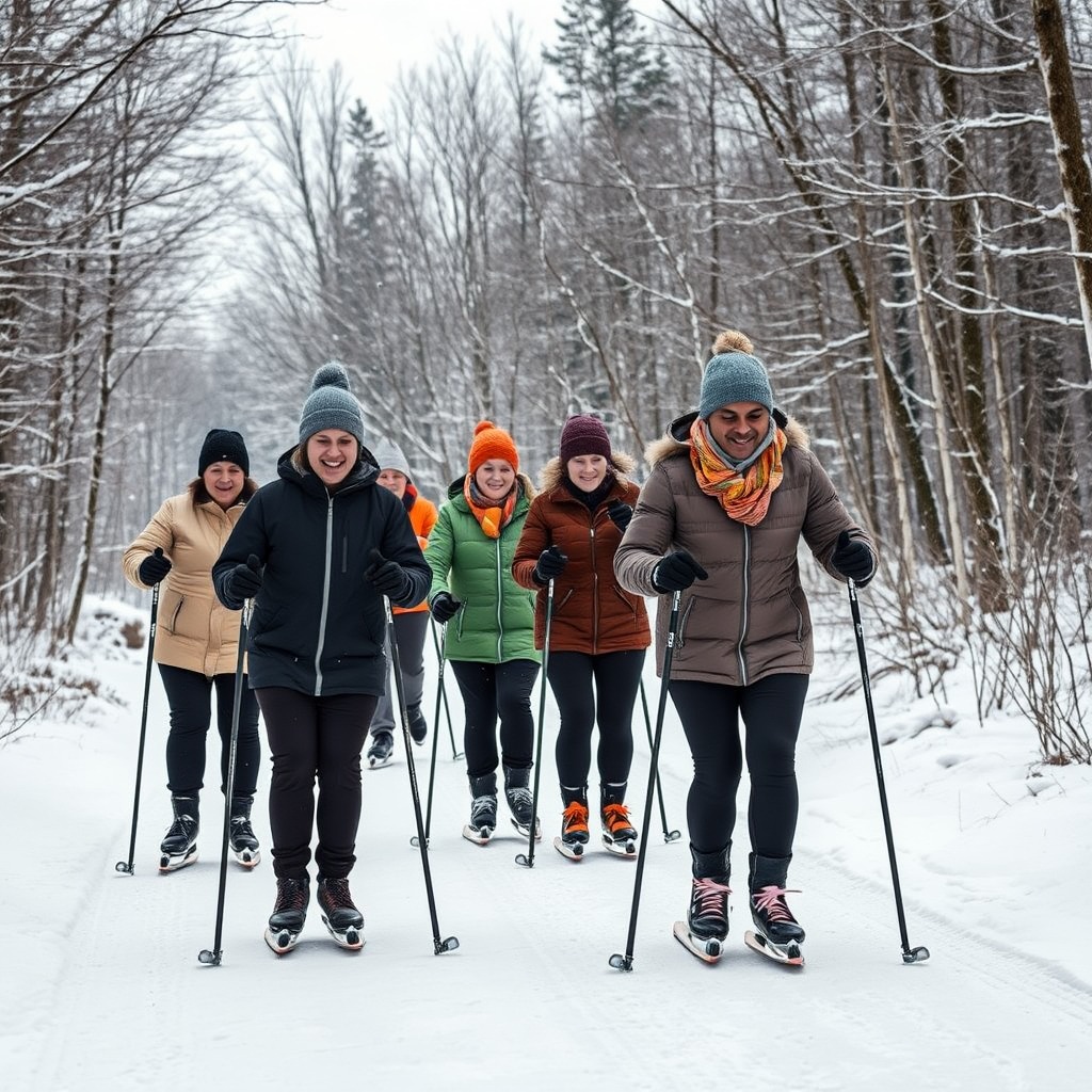 Rolschaatsen met stokken